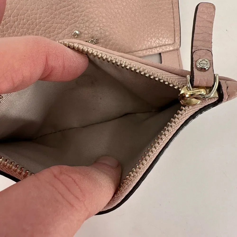 Kate Spade Blush Pink Neutral Leather‎ Tri-Fold Wallet